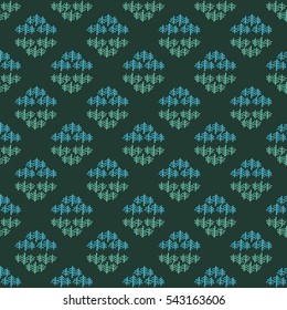 Seamless pattern of Christmas tree. Firs
