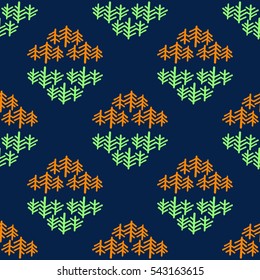 Seamless pattern of Christmas tree. Firs. Ornament