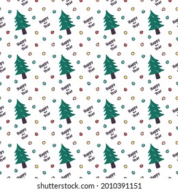 Patrón sin problemas con el árbol de Navidad y las bolas de tierra. Impresión festiva para vacaciones de año nuevo e invierno, textiles, papel de embalaje y diseño