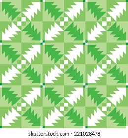 The Seamless pattern with Christmas tree, green vector background