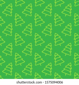 Seamless pattern with Christmas tree. Hand drawn style. Doodle style. Holiday New Year or Christmas vector illustration. Design element for banner, wallpaper, wrapping paper or fabric.