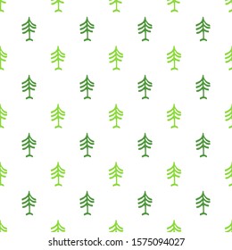 Seamless pattern with Christmas tree. Hand drawn style. Doodle style. Holiday New Year or Christmas vector illustration. Design element for banner, wallpaper, wrapping paper or fabric.