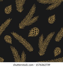 Seamless pattern with Christmas Tree hand drawn art design vector illustration.
