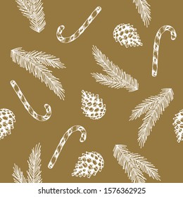 Seamless pattern with Christmas Tree hand drawn art design vector illustration.