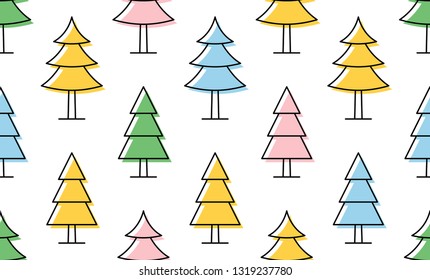 Seamless pattern with Christmas tree. isolated on white background