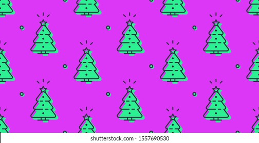 Nahtloses Muster mit Weihnachtsbaum. Einzeln auf violettem Hintergrund