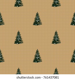 Seamless Pattern of Christmas Tree, Modern  and Creative Festive Textile, Gift Wrap, Wall Art Design, Merry Christmas Festive Pattern,  Winter Scandinavian Forest 