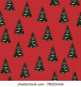 Seamless Pattern of Christmas Tree, Modern  and Creative Festive Textile, Gift Wrap, Wall Art Design, Merry Christmas Festive Pattern,  Winter Scandinavian Forest 