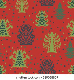 Seamless pattern with Christmas tree. The pattern for the New Year. Christmas background.