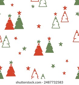 Seamless pattern with Christmas tree on white background vector.