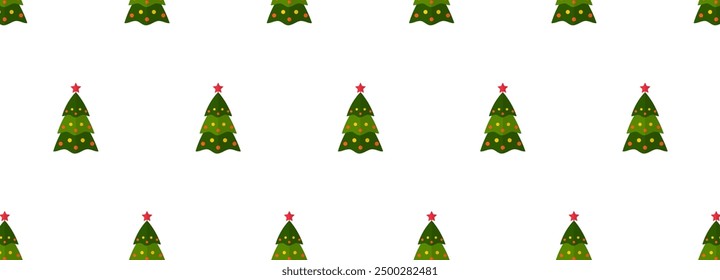 Modelo inconsútil con el árbol de navidad en el fondo blanco. Diseño plano. Para el diseño de la tela, cubierta, embalaje, fondo. Nuevo Año y Navidades. Gráficos de Vector 