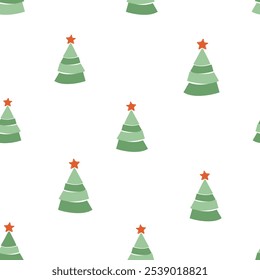 Seamless pattern with Christmas tree on white background vector.