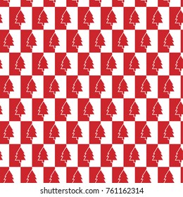 Seamless pattern of christmas tree on red and white brick repeat background vector EPS 10.