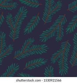seamless pattern of christmas tree, pine  branches, for winter, christmas and new year decoration  