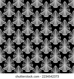 Seamless pattern with Christmas tree in retro futuristic style.
Surreal geometric shapes. Wireframe wave.
Trendy abstract vector illustration.
Minimal design.
Black and white.