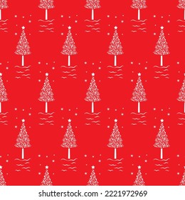 Seamless pattern Christmas tree silhouette vector illustration