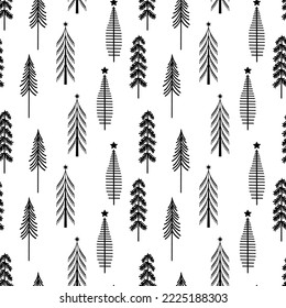 Seamless pattern Christmas tree silhouette vector illustration