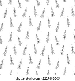 Seamless pattern Christmas tree silhouette vector illustration