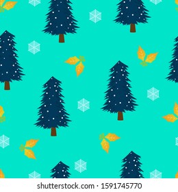 Seamless pattern christmas with tree and snow