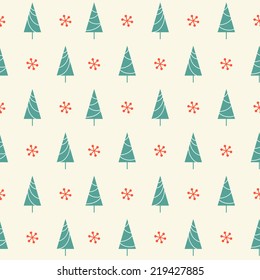 Seamless Pattern With Christmas Tree And Snowflake For Winter Holidays Design