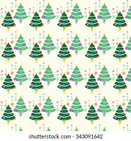 Seamless pattern with Christmas tree and snowflake for winter holidays design