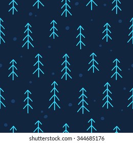 Seamless pattern with Christmas tree and snowflake for winter holidays design. Can be used for wallpaper, pattern fills, web page background, wrapping paper, postcard, poster, cover, packaging.