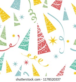 Seamless pattern of Christmas tree and snowflakes. Can be used for stationery ,wallpaper , scrapbooking and textile, fabric prints. Vector illustration.