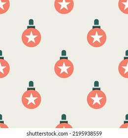 Seamless pattern with Christmas tree toy. Cute style, pastel colors. New Year and Christmas concept. Ideal for packaging. Hand drawn vector illustration. Print, fabric, wrapping paper etc.