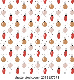 Patrón sin problemas de juguetes de árbol de Navidad. Un fondo sencillo y minimalista de elementos decorativos de estilo plano.