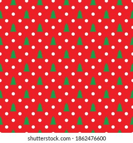 Seamless pattern of christmas tree. Vector illustration on a red background.