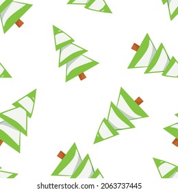 Seamless pattern with a Christmas tree. Vector cartoon illustration.