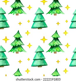 Nahtloses Muster mit der Farbe des Weihnachtsbaums. Zum Bedrucken von Papier, Tapete, Verpackung, Stoff. Handgezeichnete Vektorgrafik.