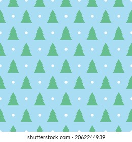 Seamless pattern christmas tree and white dot. Christmas concept. Flat design vector illustration.