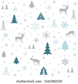 Seamless pattern with Christmas tree. Winter forest.