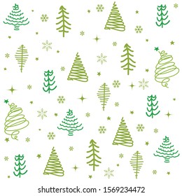 Seamless pattern with Christmas tree. Winter forest.	
