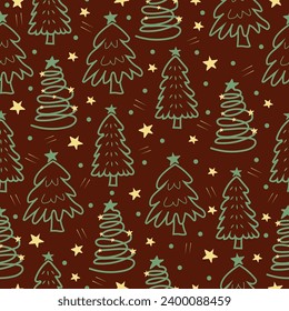 seamless pattern with christmas trees