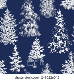 Seamless pattern with Christmas trees