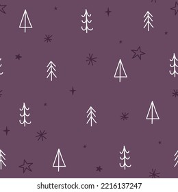 Seamless pattern with christmas trees. Abstract background in scandinavian style. Winter forest