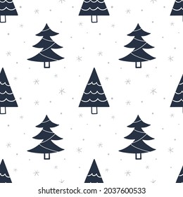 Seamless pattern with Christmas trees. Background for wrapping paper, greeting cards, clothes.