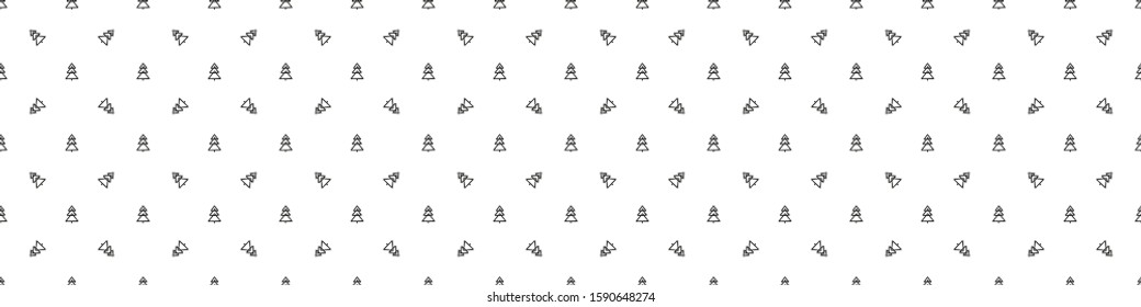Seamless pattern with christmas trees. Banner for your design. Black and white illustration