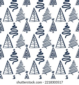 seamless pattern with Christmas trees Black and white patterns Christmas time for your design 