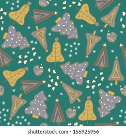 Seamless pattern with Christmas trees. Copy that square to the side,you'll get seamlessly tiling pattern which gives the resulting image the ability to be repeated or tiled without visible seams. 