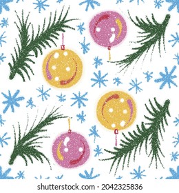 Seamless pattern with Christmas trees. Drawing with dots. Vector illustration.