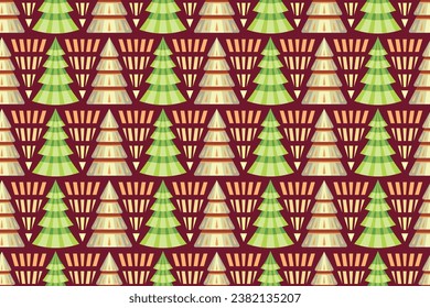 Seamless pattern with Christmas trees, endless repeating New Year event colorful pattern with decorative, stylized Christmas trees.