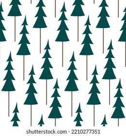 Seamless pattern with christmas trees. Fir forest wrapping paper. New year background 