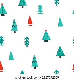 seamless pattern with Christmas trees. hand drawn vector illustration.