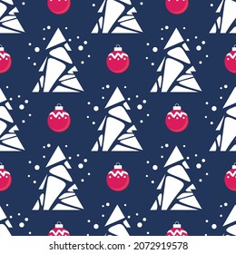 Patrón sin foco con árboles de Navidad. Ilustración vectorial de Año Nuevo o Navidad. Elemento de diseño para banner, papel pintado, papel de envoltura o tela.