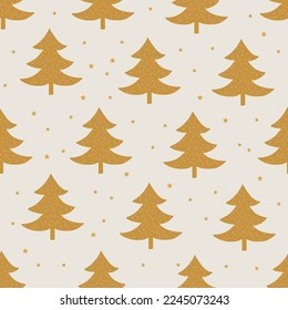 Seamless pattern with Christmas trees. Holiday modern boho background. Vector illustration