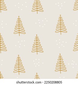 Seamless pattern with Christmas trees. Holiday modern boho background. Vector illustration