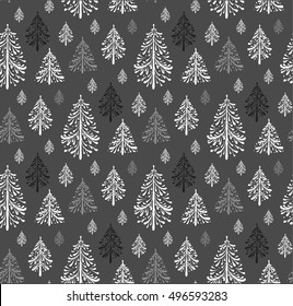 Seamless Pattern with Christmas Trees. Holiday Paper Design. Vector illustration